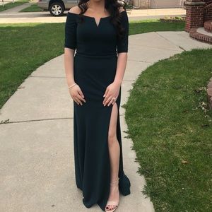 Long green dress with slit